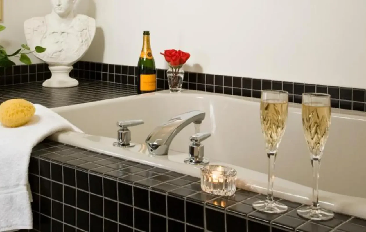 romantic soaking tub at Lancaster b and b
