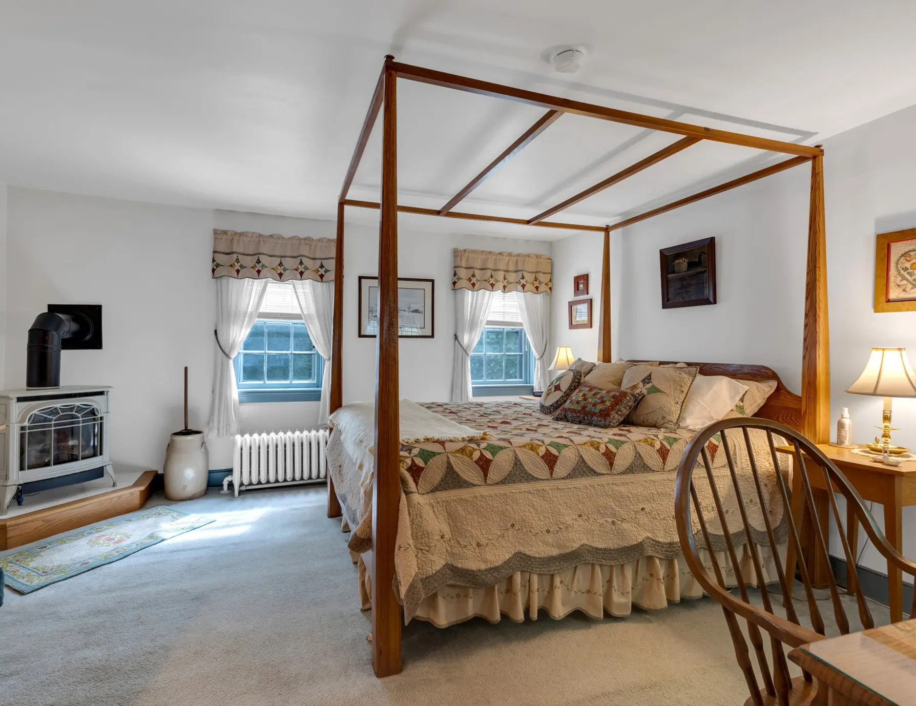 Churchtown room bed and fireplace