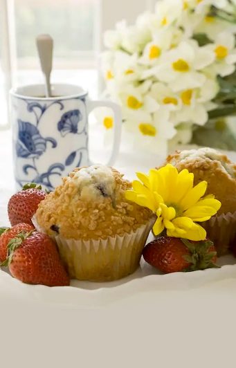 muffins and coffee at Lancaster bed and breakfast