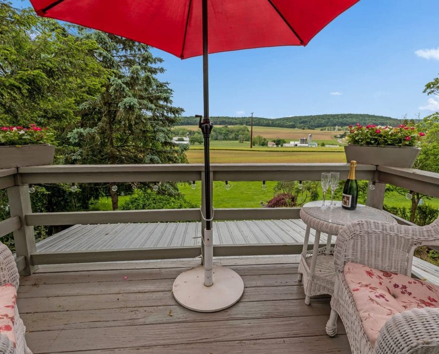 Private Deck of the Garden Gate Suite at our Pennsylvania Amish Country bed and breakfast