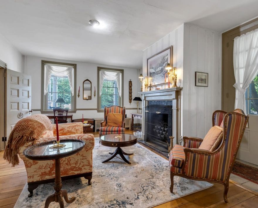 Fireplace in the Parlor at our Pennsylvania Amish Country bed and breakfast