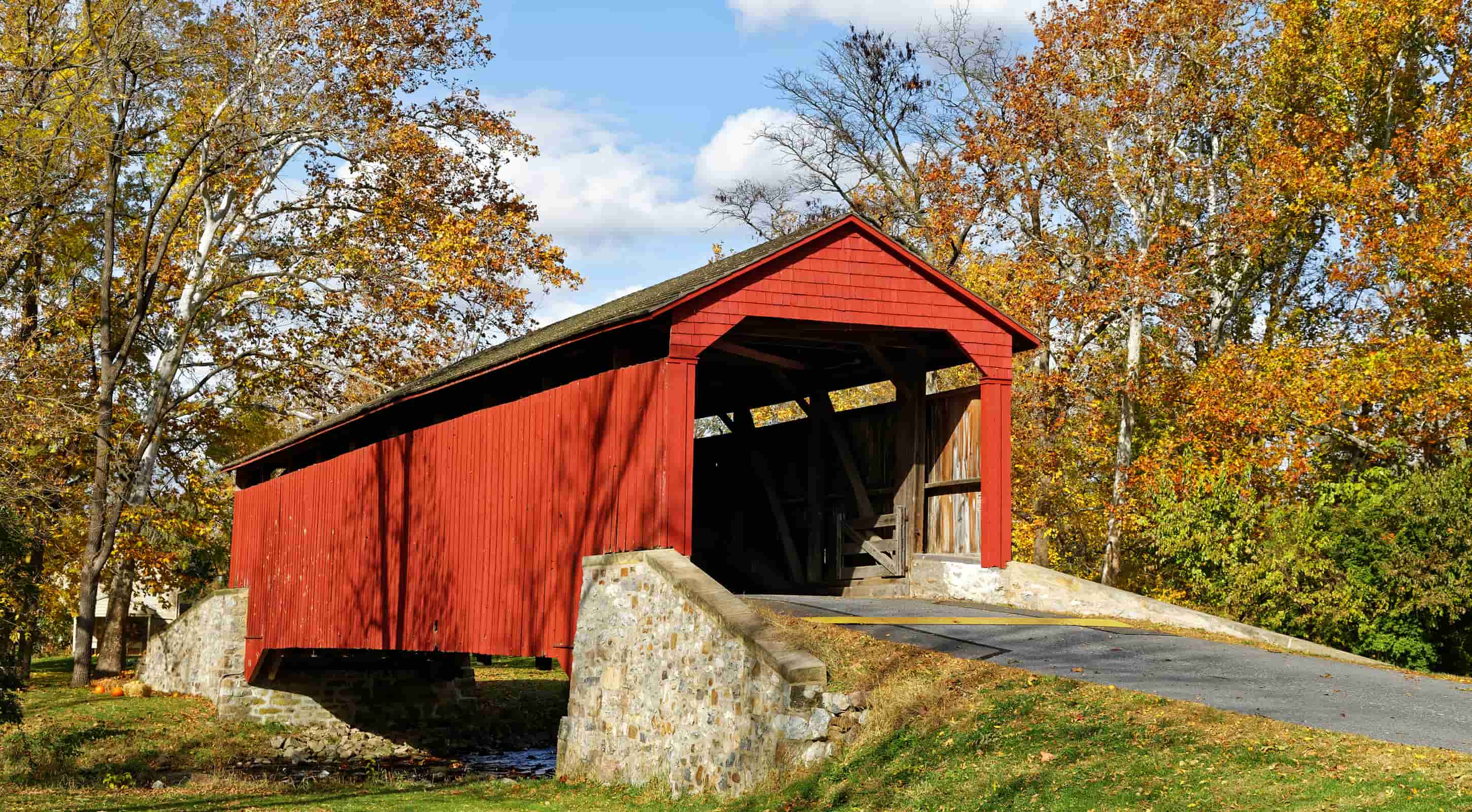 Red covered barn in Pennsylvania