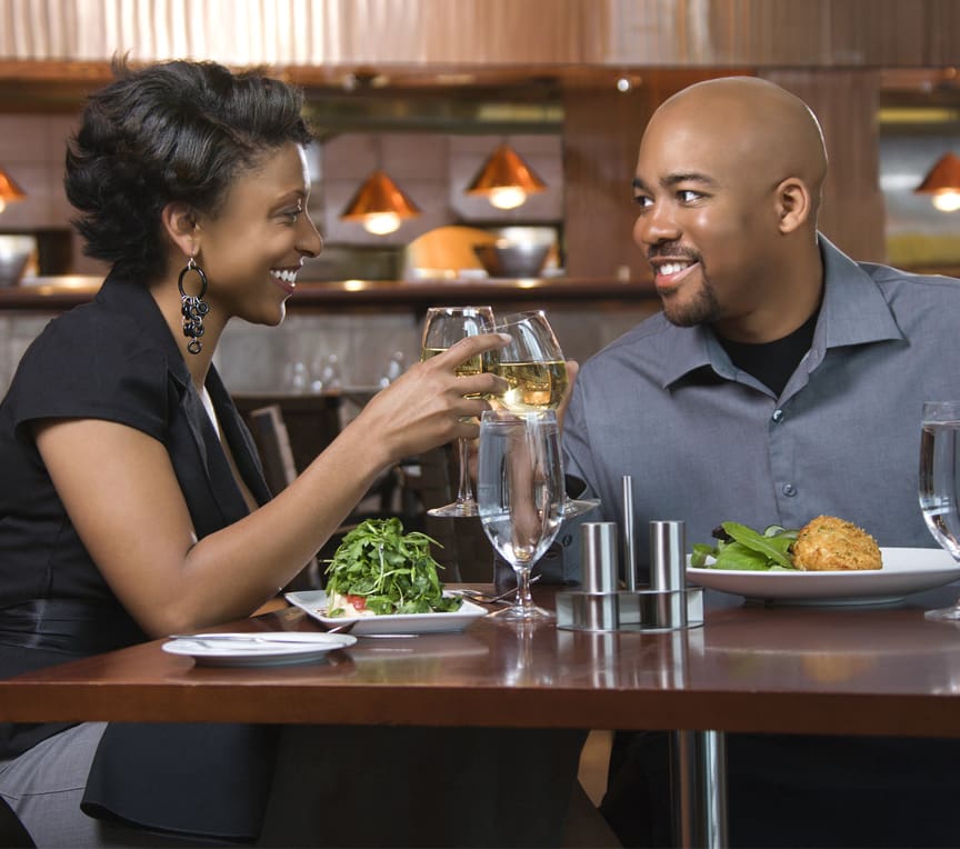 couple dining with wine in Lancaster County